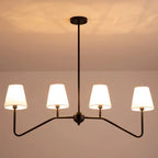 Traditional Vintage Branch Round Fabric Iron 4/5 Light Chandeliers for Living Room Lumendat