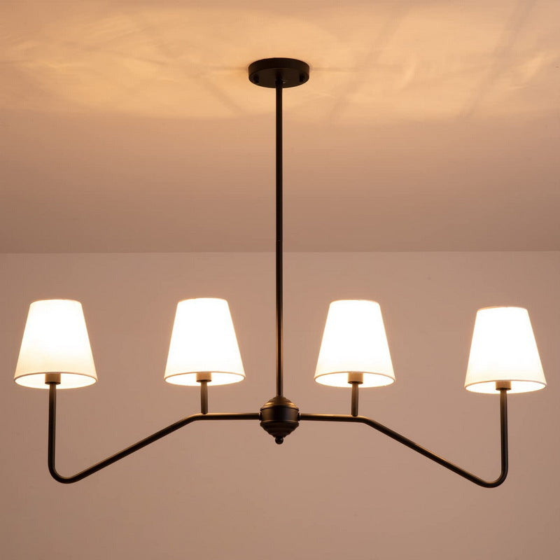 Traditional Vintage Branch Round Fabric Iron 4/5 Light Chandeliers for Living Room