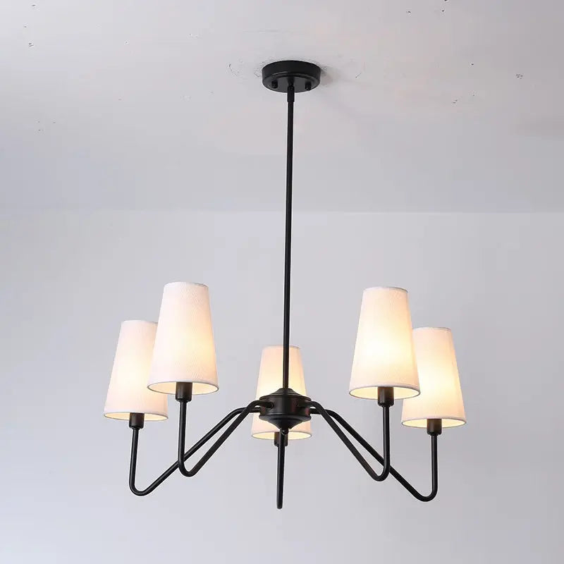 Traditional Vintage Branch Round Fabric Iron 4/5 Light Chandeliers for Living Room Lumendat