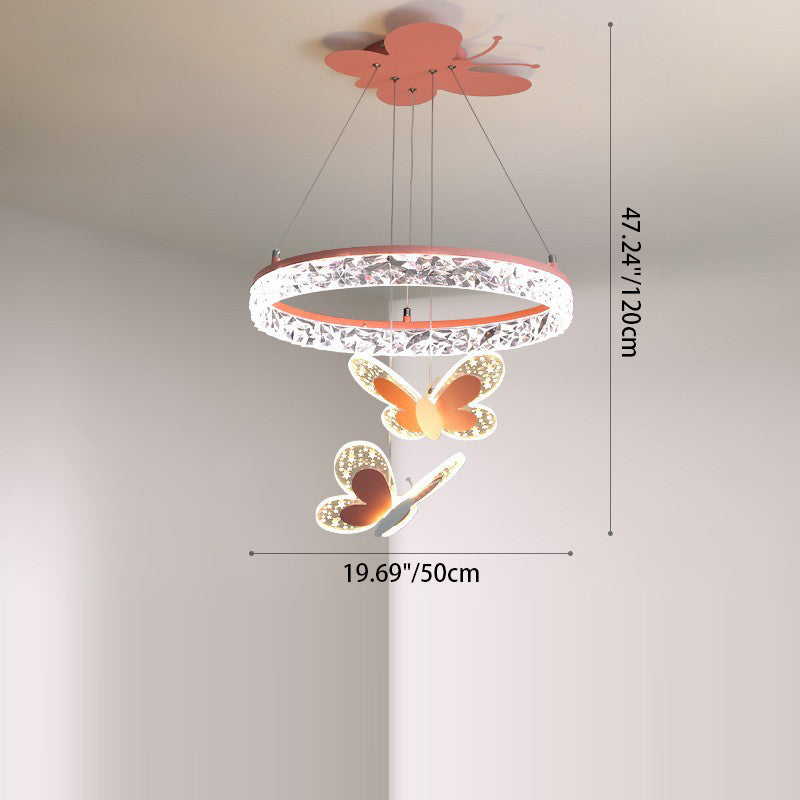 Lumendat Contemporary Creative Butterfly Round Acrylic Iron LED Kids Chandeliers For Living Room Lumendat