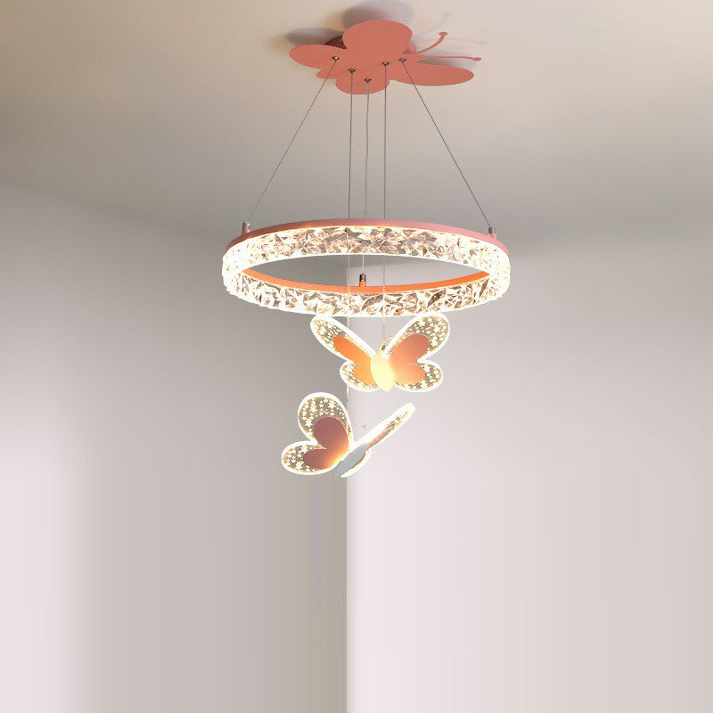 Lumendat Contemporary Creative Butterfly Round Acrylic Iron LED Kids Chandeliers For Living Room Lumendat