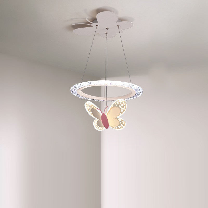 Lumendat Contemporary Creative Butterfly Round Acrylic Iron LED Kids Chandeliers For Living Room Lumendat