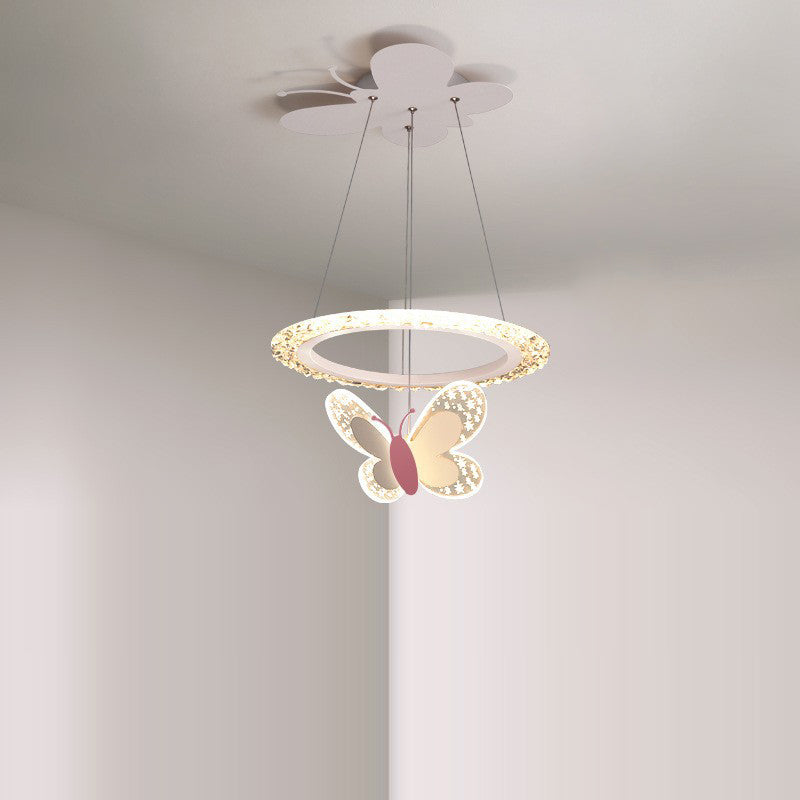 Lumendat Contemporary Creative Butterfly Round Acrylic Iron LED Kids Chandeliers For Living Room Lumendat