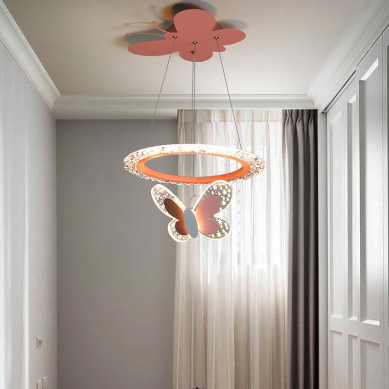Lumendat Contemporary Creative Butterfly Round Acrylic Iron LED Kids Chandeliers For Living Room Lumendat