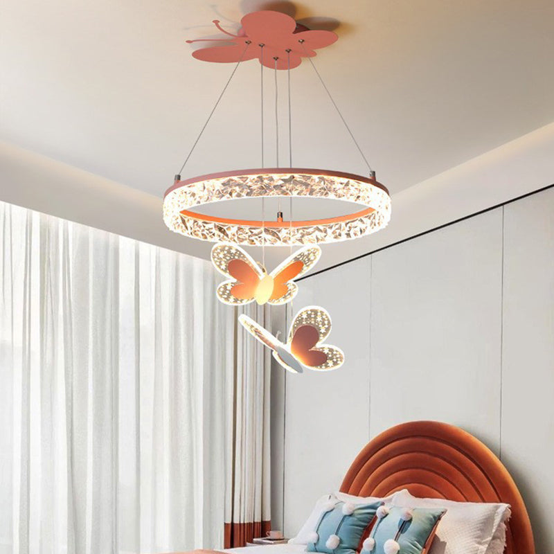 Lumendat Contemporary Creative Butterfly Round Acrylic Iron LED Kids Chandeliers For Living Room Lumendat