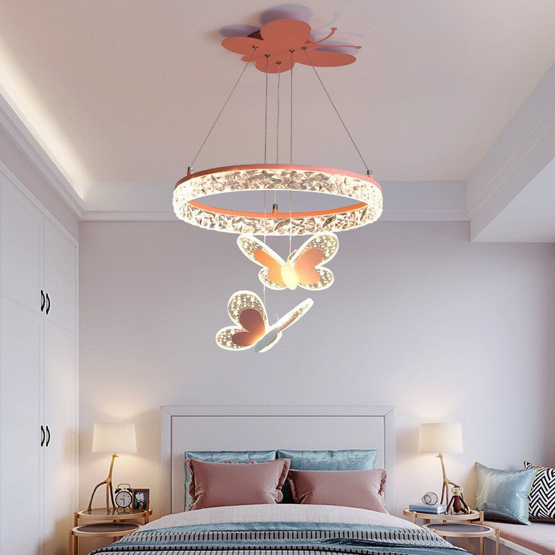 Lumendat Contemporary Creative Butterfly Round Acrylic Iron LED Kids Chandeliers For Living Room Lumendat
