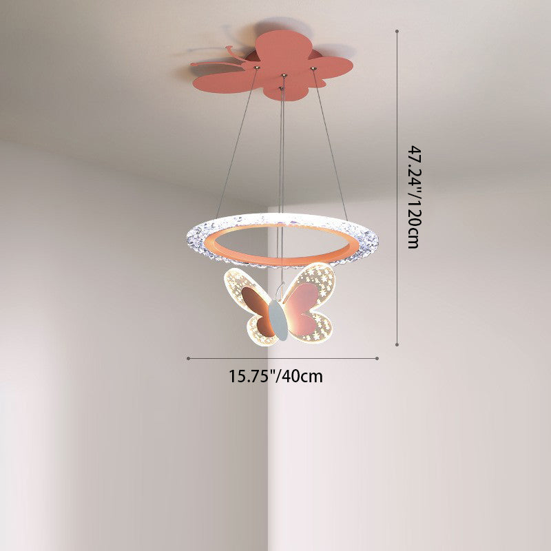 Lumendat Contemporary Creative Butterfly Round Acrylic Iron LED Kids Chandeliers For Living Room Lumendat