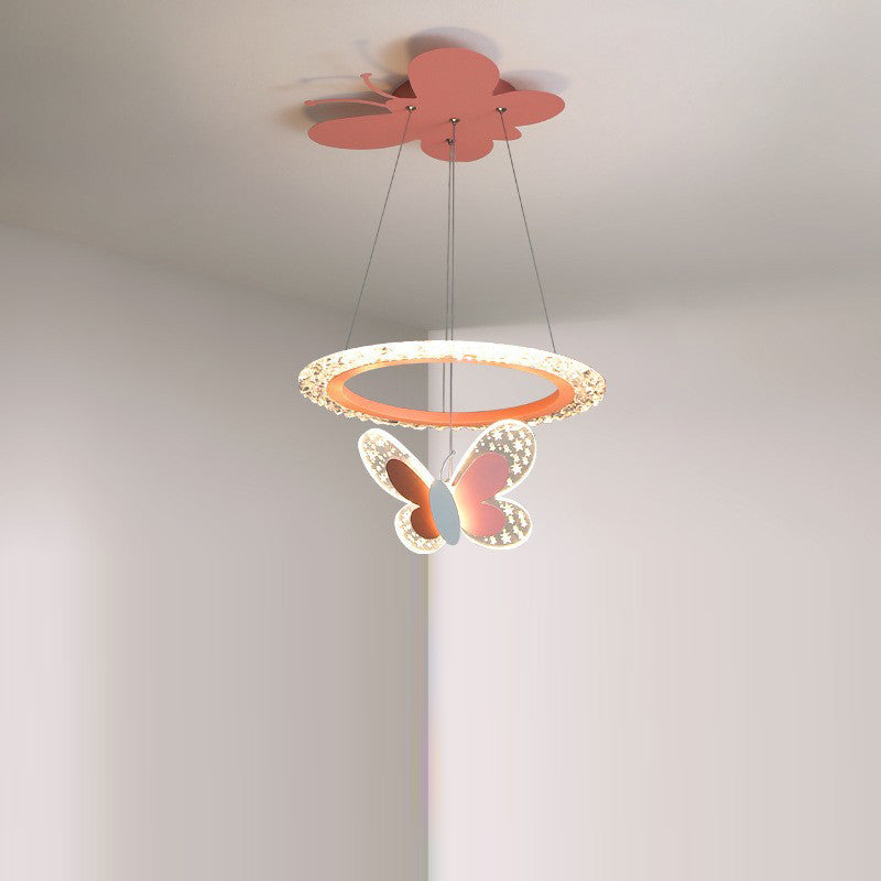 Lumendat Contemporary Creative Butterfly Round Acrylic Iron LED Kids Chandeliers For Living Room Lumendat