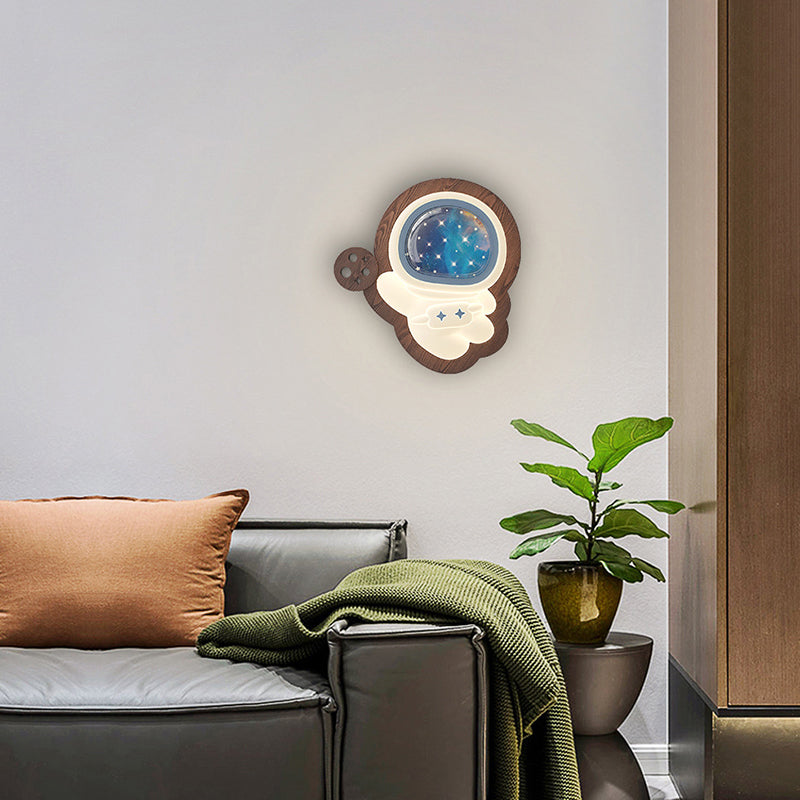 Lumendat Modern Art Deco Spaceman PE Rubberwood LED Kids Wall Sconce Lamp For Living Room Lumendat