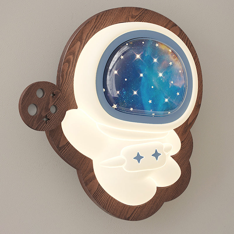 Lumendat Modern Art Deco Spaceman PE Rubberwood LED Kids Wall Sconce Lamp For Living Room Lumendat
