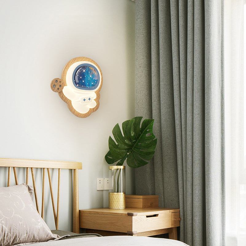 Lumendat Modern Art Deco Spaceman PE Rubberwood LED Kids Wall Sconce Lamp For Living Room Lumendat