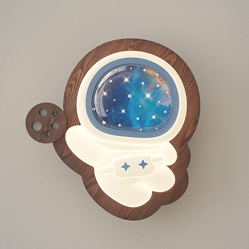 Lumendat Modern Art Deco Spaceman PE Rubberwood LED Kids Wall Sconce Lamp For Living Room Lumendat