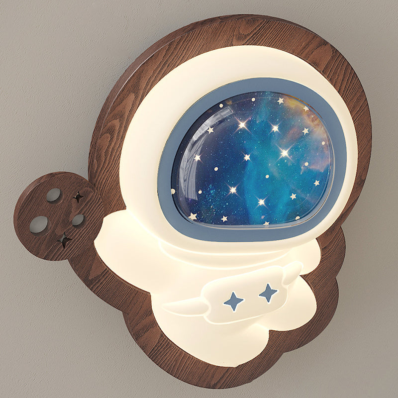Lumendat Modern Art Deco Spaceman PE Rubberwood LED Kids Wall Sconce Lamp For Living Room Lumendat