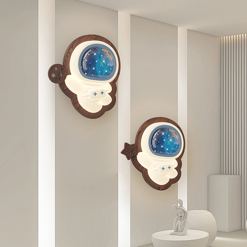 Lumendat Modern Art Deco Spaceman PE Rubberwood LED Kids Wall Sconce Lamp For Living Room Lumendat
