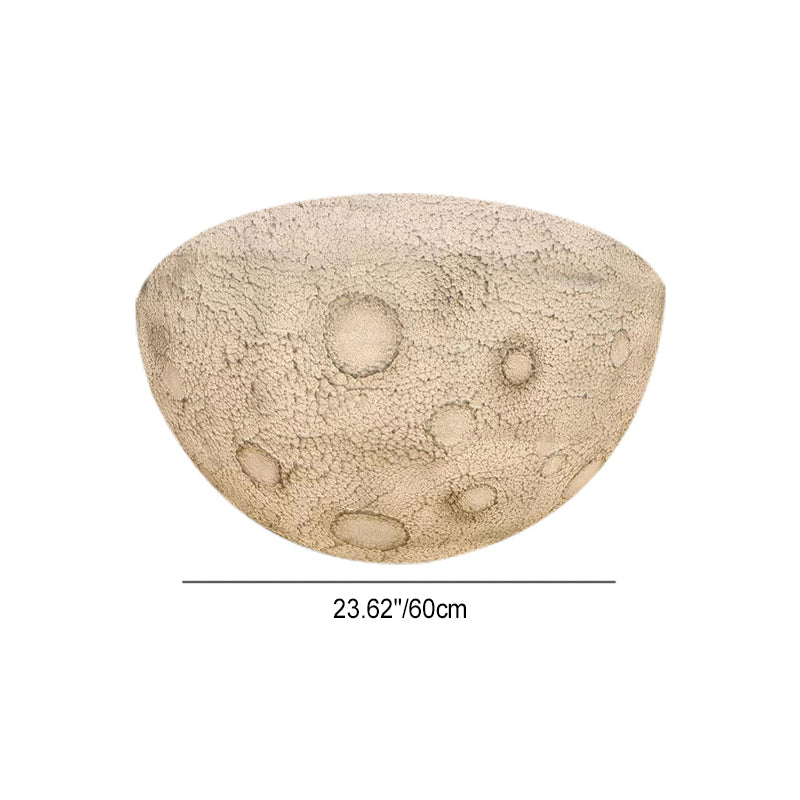 Modern Minimalist Semicircle Embossed Moon Resin LED Flush Mount Ceiling Light for Living Room