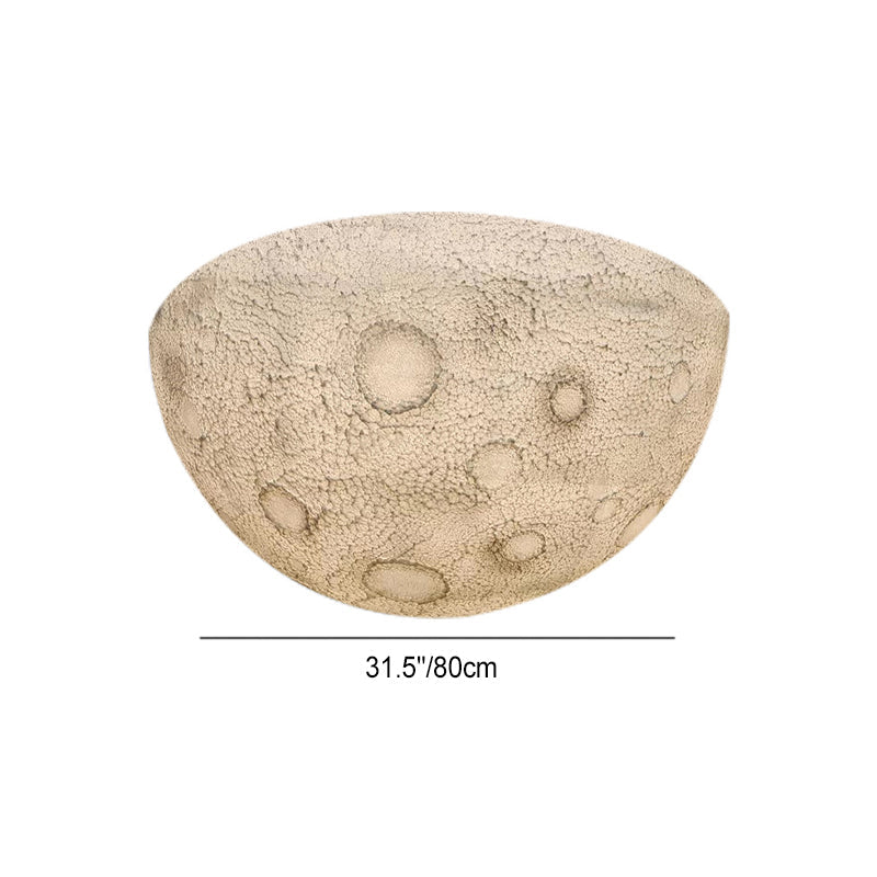 Modern Minimalist Semicircle Embossed Moon Resin LED Flush Mount Ceiling Light for Living Room