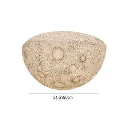 Modern Minimalist Semicircle Embossed Moon Resin LED Flush Mount Ceiling Light for Living Room
