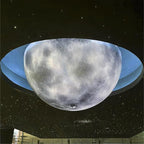 Modern Minimalist Semicircle Embossed Moon Resin LED Flush Mount Ceiling Light for Living Room BulbSquare