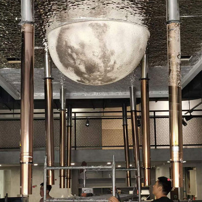 Modern Minimalist Semicircle Embossed Moon Resin LED Flush Mount Ceiling Light for Living Room