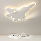 Modern Art Deco Airplane Shape Acrylic Iron LED Kids Flush Mount Ceiling Light For Bedroom