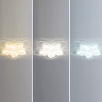 Modern Minimalist Cream Petal Flower PE Iron LED Flush Mount Ceiling Light For Living Room