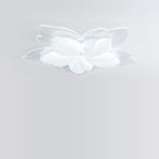 Modern Minimalist Cream Petal Flower PE Iron LED Flush Mount Ceiling Light For Living Room