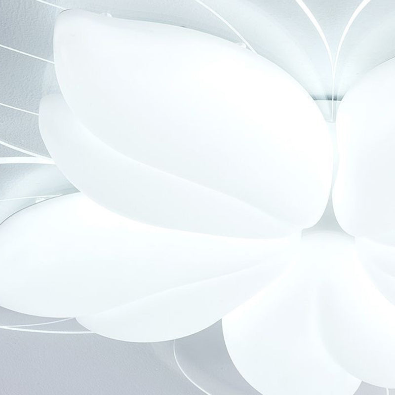 Modern Minimalist Cream Petal Flower PE Iron LED Flush Mount Ceiling Light For Living Room