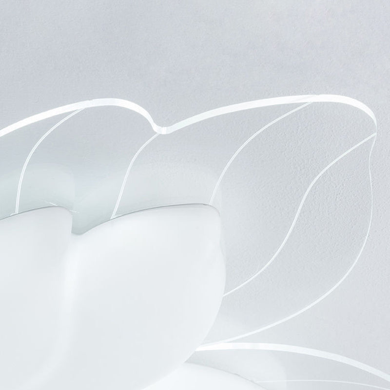 Modern Minimalist Cream Petal Flower PE Iron LED Flush Mount Ceiling Light For Living Room