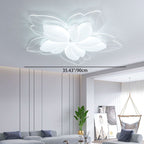 Modern Minimalist Cream Petal Flower PE Iron LED Flush Mount Ceiling Light For Living Room