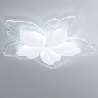 Modern Minimalist Cream Petal Flower PE Iron LED Flush Mount Ceiling Light For Living Room