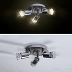 Modern Minimalist Branch Cylinder Round Iron 3-Light Semi-Flush Mount Ceiling Light For Living Room