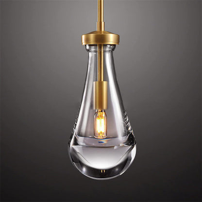 Contemporary Scandinavian Conical Round Crystal Glass Iron 1-light Pendant Light for Bedroom