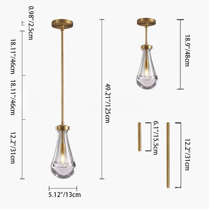 Contemporary Scandinavian Conical Round Crystal Glass Iron 1-light Pendant Light for Bedroom