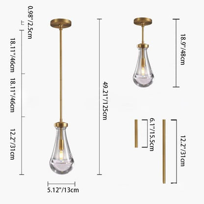Contemporary Scandinavian Conical Round Crystal Glass Iron 1-light Pendant Light for Bedroom