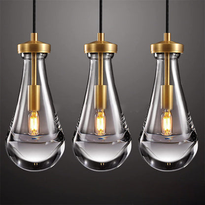Contemporary Scandinavian Conical Round Crystal Glass Iron 1-light Pendant Light for Bedroom