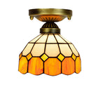 Traditional Tiffany Semi-round Opening Glass Iron 1-light Semi-flush Mount Ceiling Light for Living Room