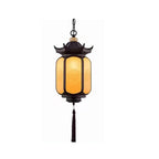 Traditional Chinese Hexagonal Gazebo Pc Aluminum 1-light Pendant Light for Garden BulbSquare