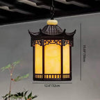 Traditional Chinese Hexagonal Gazebo Pc Aluminum 1-light Pendant Light for Garden BulbSquare