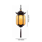 Traditional Chinese Hexagonal Gazebo Pc Aluminum 1-light Pendant Light for Garden BulbSquare