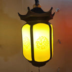 Traditional Chinese Hexagonal Gazebo Pc Aluminum 1-light Pendant Light for Garden BulbSquare
