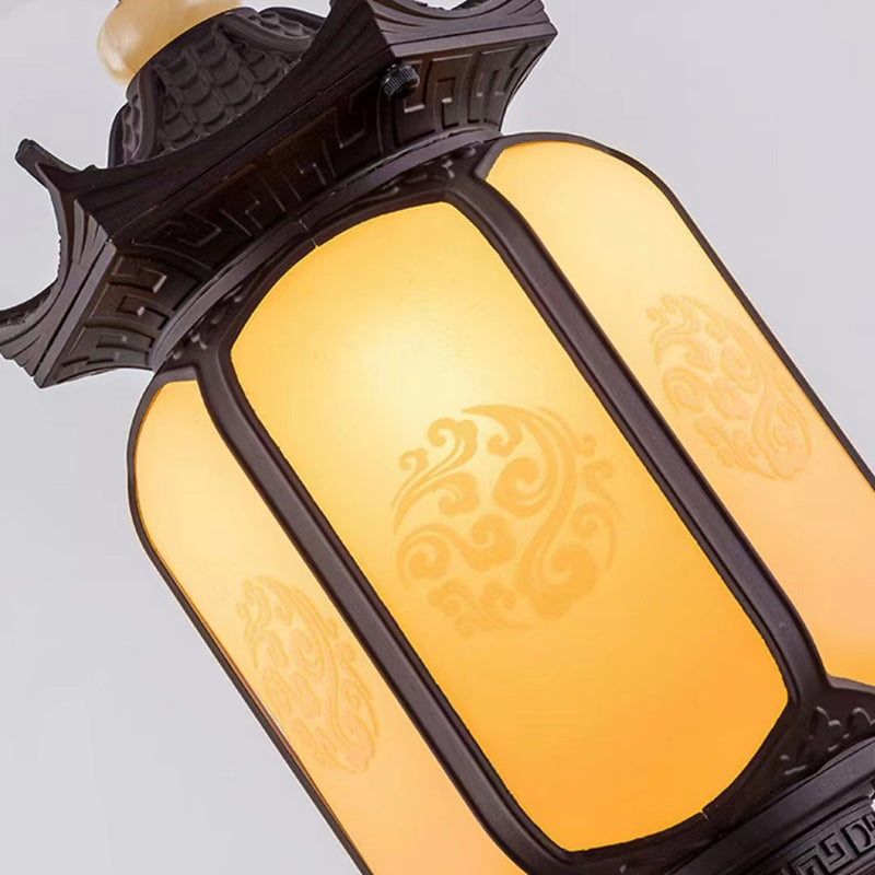 Traditional Chinese Hexagonal Gazebo Pc Aluminum 1-light Pendant Light for Garden BulbSquare