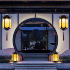 Traditional Chinese Hexagonal Gazebo Pc Aluminum 1-light Pendant Light for Garden BulbSquare