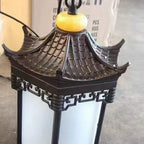 Traditional Chinese Hexagonal Gazebo Pc Aluminum 1-light Pendant Light for Garden BulbSquare