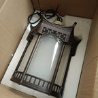 Traditional Chinese Hexagonal Gazebo Pc Aluminum 1-light Pendant Light for Garden BulbSquare