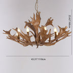 Traditional Vintage Antlers Branch Glass Resin 5/6/8 Light Chandeliers for Living Room BulbSquare