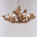 Traditional Vintage Antlers Branch Glass Resin 5/6/8 Light Chandeliers for Living Room BulbSquare