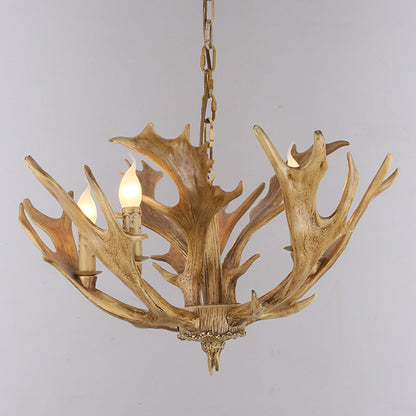 Traditional Vintage Antlers Branch Glass Resin 5/6/8 Light Chandeliers for Living Room