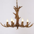 Traditional Vintage Antlers Branch Glass Resin 5/6/8 Light Chandeliers for Living Room BulbSquare