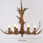 Traditional Vintage Antlers Branch Glass Resin 5/6/8 Light Chandeliers for Living Room BulbSquare