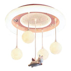 Contemporary Creative Astronaut Unicorn Round Acrylic Resin Iron LED Flush Mount Ceiling Light For Bedroom